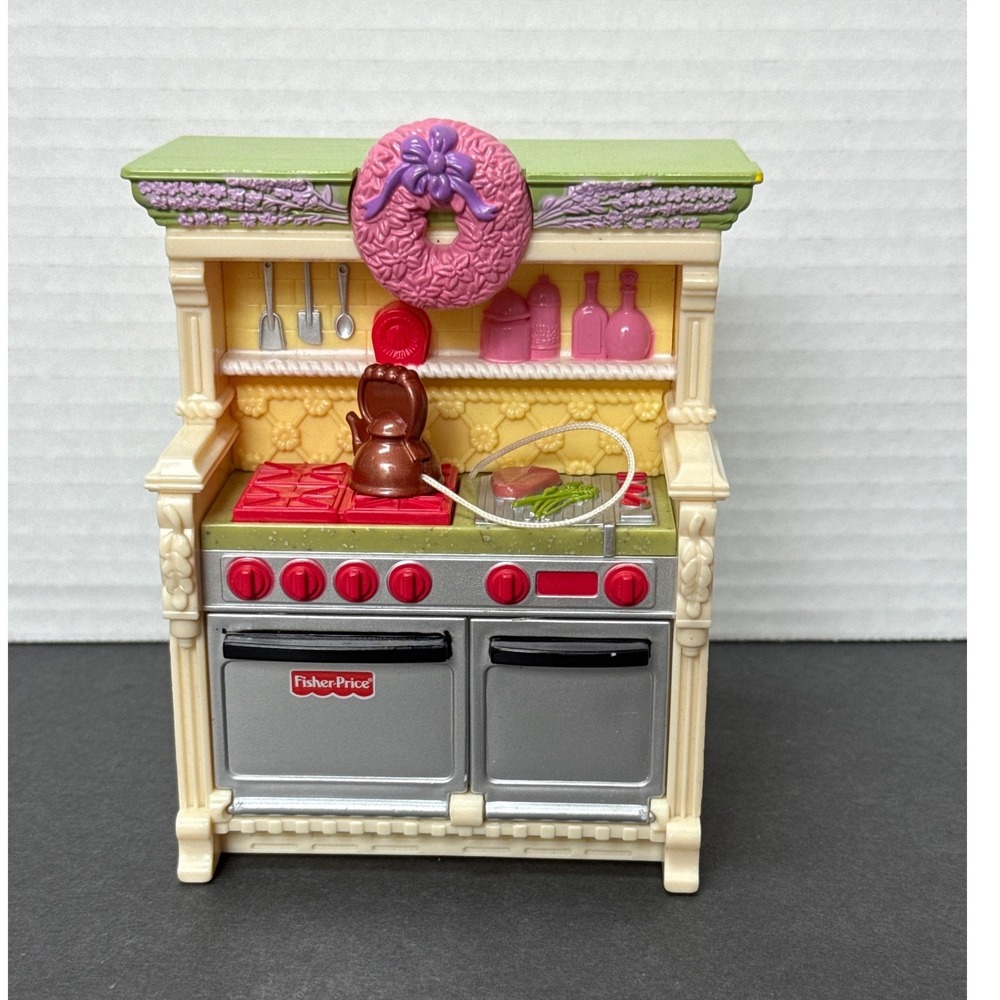 Fisher-Price Loving Family Dollhouse Kitchen Stove Oven Wreath N7298 2008 Mattel
